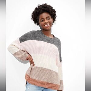 American Eagle Striped Oversized Pullover Sweater Dreamspun Crew Neck Women's XS